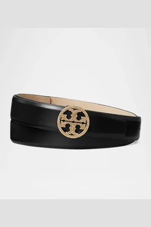 Tory Burch Miller Leather Pave Logo Belt