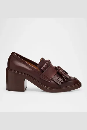 ULLA JOHNSON Fiona Leather Tassel Heeled Loafers