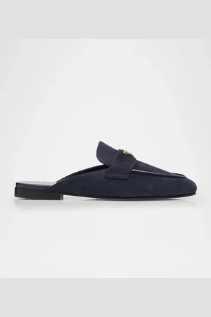Prada Logo Suede Loafer Mules