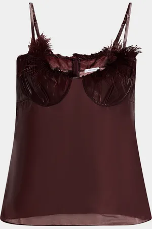 Salvatore Ferragamo Feather-Trim Bustier Sheer Cami