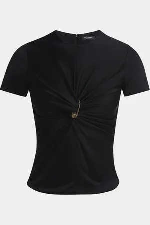 VERSACE Twisted Safety-Pin Responsible Liquid Jersey Blouse
