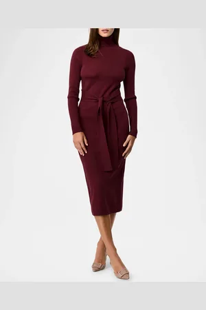 Toccin Logan Turtleneck Tie-Front Midi Dress