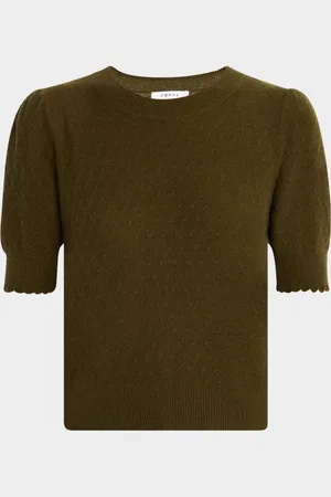 Frame Cashmere Puff-Sleeve Sweater
