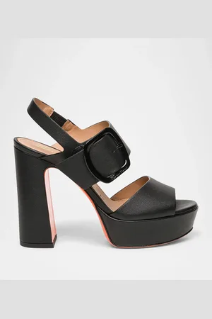 santoni Bruxel Leather Buckle Platform Sandals