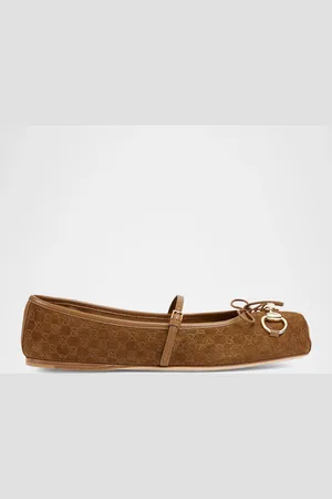 Gucci GG Suede Horsebit Mary Jane Ballerina Flats