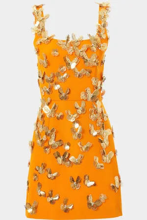 Carolina Herrera Crystal Butterfly Scoop-Neck Mini Dress