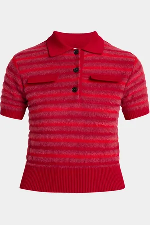 Alexander McQueen Striped Knit Short-Sleeve Polo Top
