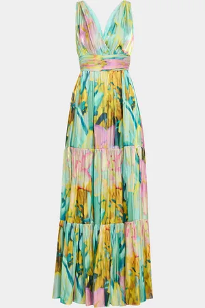 Kobi Halperin Britt Tiered Metallic Satin Maxi Dress