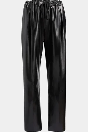Khaite Trenton Straight Drawstring Leather Pants
