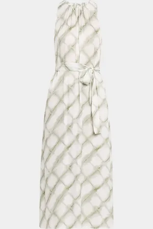 PESERICO SIGN Sleeveless Ombre Grid-Print Midi Dress