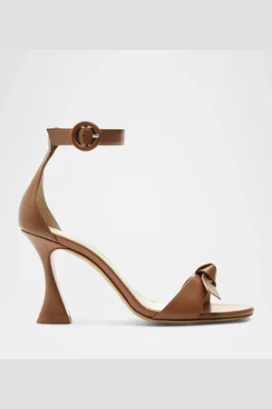 ALEXANDRE BIRMAN Clarita Leather Bow Ankle-Strap Sandals