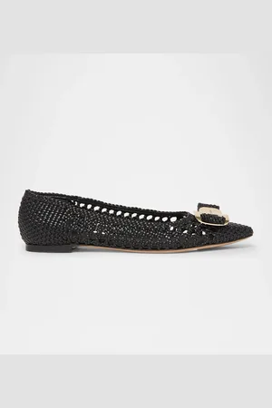 Salvatore Ferragamo Zea Woven Buckle Ballerina Flats