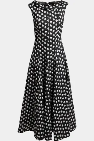 TALBOT RUNHOF Ravioli Jacquard Sleeveless A-Line Midi Dress
