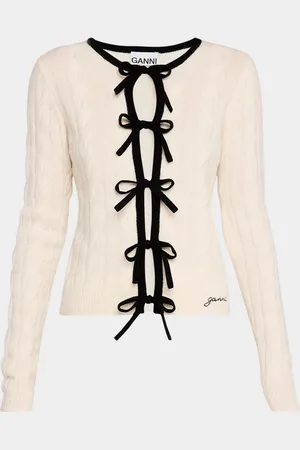 Ganni Cashmere Mix Tie-Front Cardigan