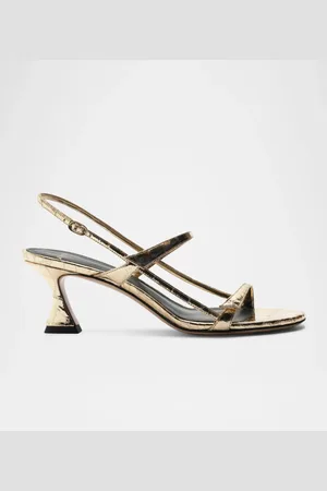 ALEXANDRE BIRMAN Tita Metallic Croco Cage Slingback Sandals