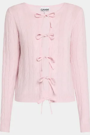 Ganni Cashmere Mix Tie-Front Cardigan