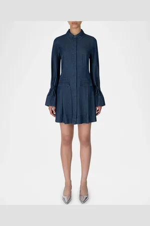 Derek Lam Danielle Long-Sleeve Denim Mini Shirtdress