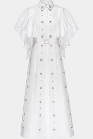 HUISHAN ZHANG Maira Crystal Flutter-Sleeve Midi Shirtdress