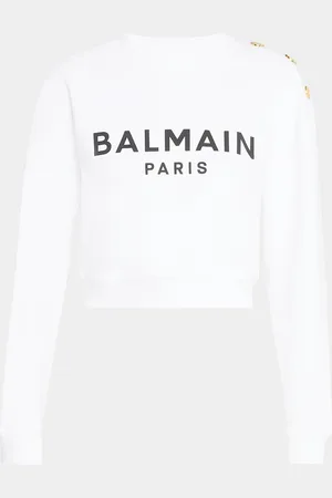 Balmain Logo Cropped Sweatshirt