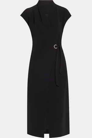 Giorgio Armani Cap-Sleeve Cupro Wrap Midi Dress