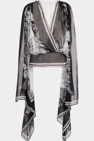 Elie saab Printed Chiffon Drape Sleeveless Blouse