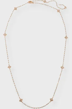 64 Facets 18K Rose Gold Blossom Diamond Station Necklace, 32"L, 12.5tcw