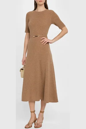 ELIE TAHARI The Leith Ribbed Cashmere Midi Sweater Dress