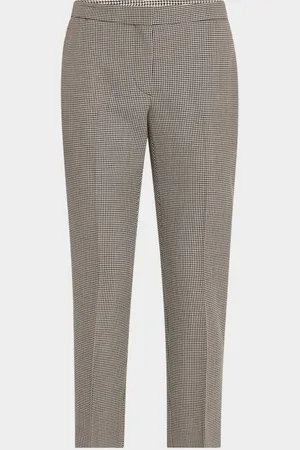 Alexander McQueen Mid-Rise Straight-Leg Houndstooth Trousers