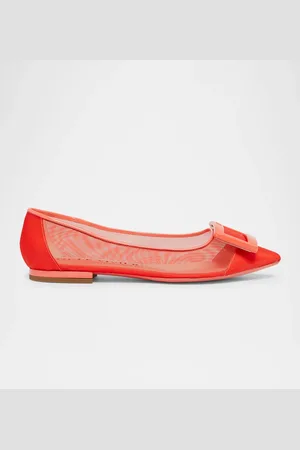 Roger Vivier Grommettine Mesh Net Buckle Ballerina Flats