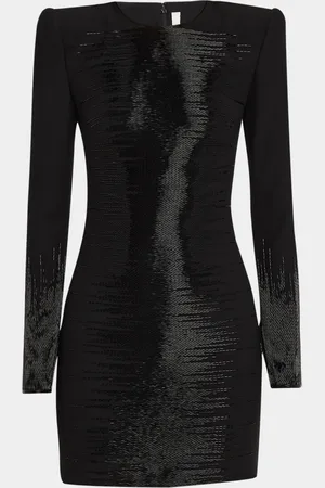 Naeem Khan Beaded Strong-Shoulder Mini Dress