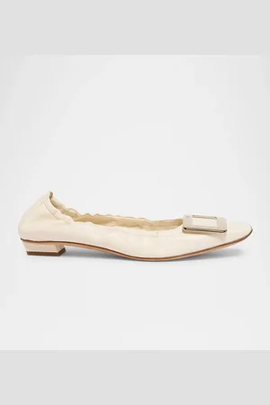 Roger Vivier Belle Vivier Leather Buckle Ballerina Flats