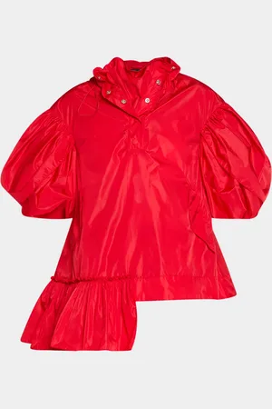 Simone Rocha Hooded Ruffle Detail Petal Sleeve Asymmetric Jacket