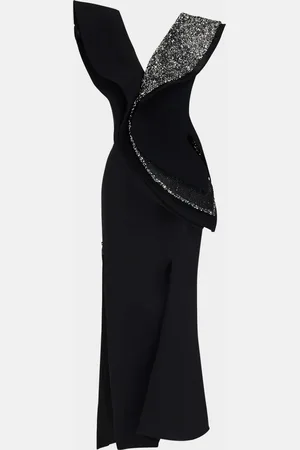 MATICEVSKI Revive Wave Sequined-Ruffle Slit Midi Dress