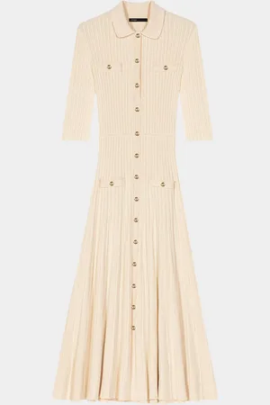 Maje Rulexy Sequined Rib Stretch Knit Midi Dress