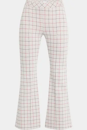 ROSETTA GETTY Striped Windowpane Kickflare Crop Pull-On Pants