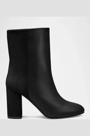 Stuart Weitzman Strut Mixed Leather Ankle Booties
