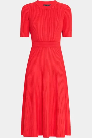 ELIE TAHARI The Kaya Ribbed A-Line Midi Sweater Dress
