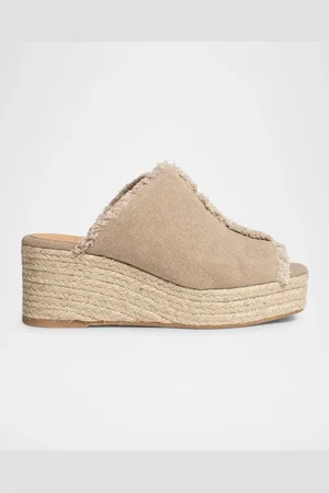 Castaner Queral Frayed Canvas Wedge Espadrille Mules
