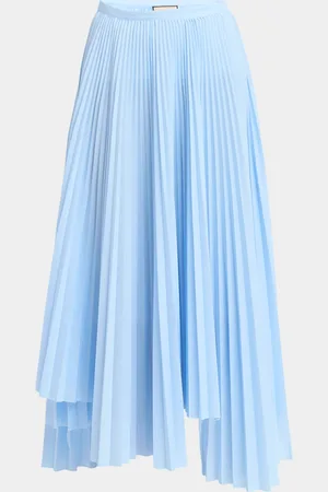 Plan C Long Asymmetric Pleated Skirt