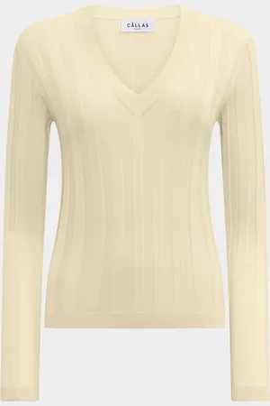 Callas Milano Rione Ribbed V-Neck Wool Sweater