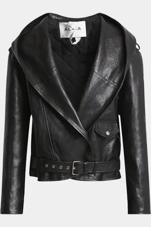 Alaïa Hooded Wrap Moto Leather Jacket