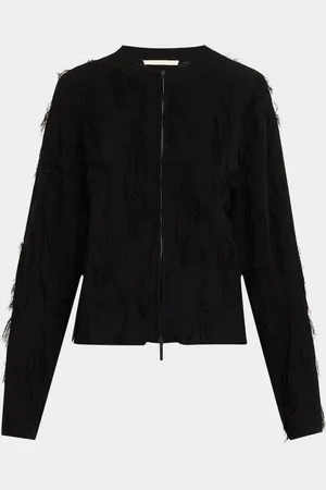 Jason Wu Brushstroke Fray Jacquard Zip-Up Cardigan