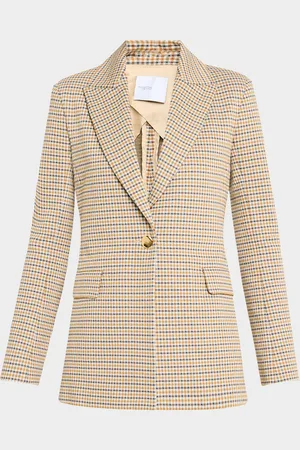 ROSETTA GETTY Houndstooth Double-Knit Single-Breasted Jacket