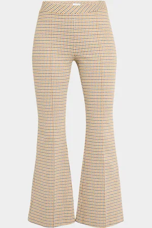 ROSETTA GETTY Houndstooth Plaid Kickflare Crop Pull-On Pants
