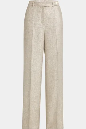 Kiton Metallic Crepe Straight-Leg Trousers