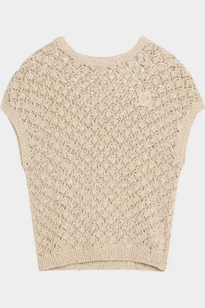 ELEVENTY Crewneck Open-Knit Sequin Sweater