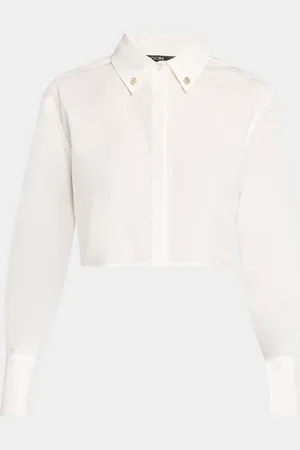 Toccin Anna Cropped Open-Back Boyfriend Shirt