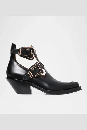 GABRIELA HEARST Leather Buckle Cutout Ankle Booties