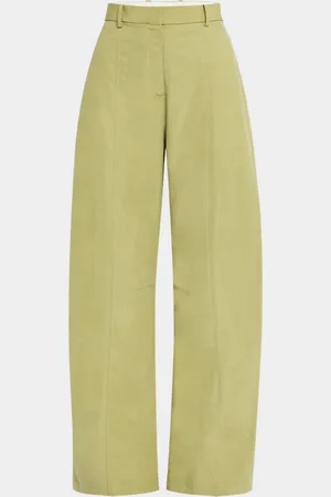 ROSETTA GETTY Curved Straight-Leg Tab Fluid Poplin Pants
