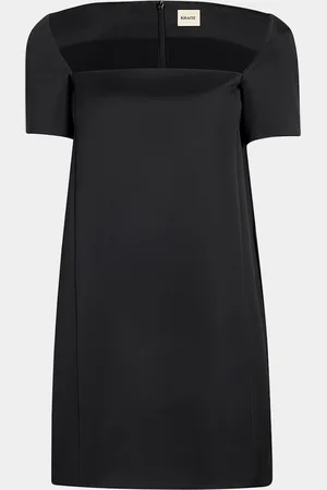 Khaite Benji Square-Neck Short-Sleeve Mini Dress